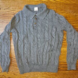 Analogies by lil legs grey cable knit polo sweater, size 7 and 8